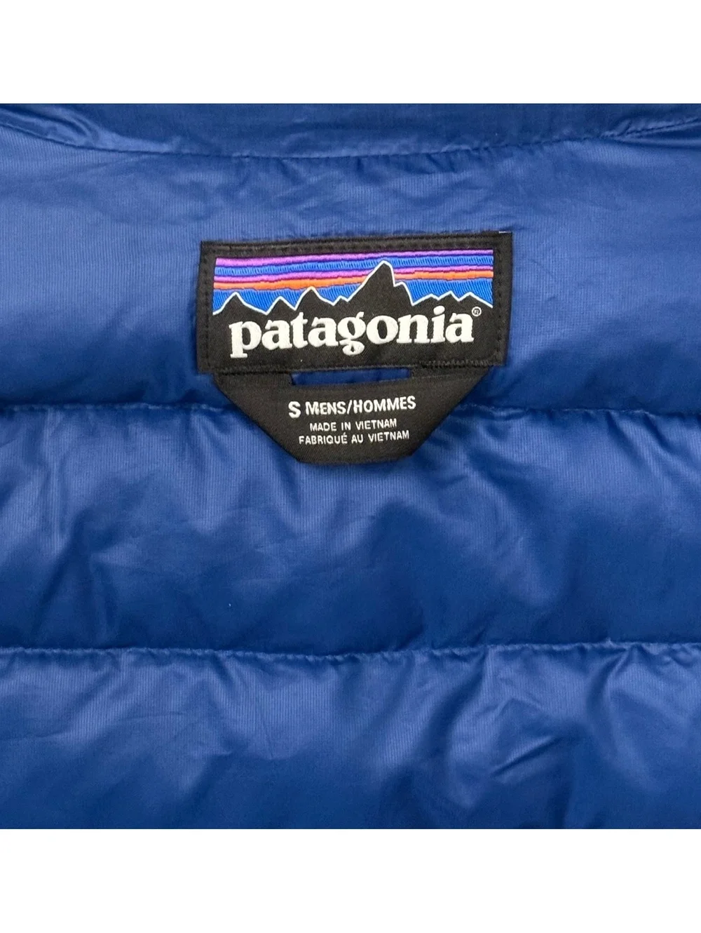Patagonia Men’s Size Small Full Zip Down Sweater Vest Puffer Goose Channel Blue